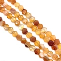 Faceted hexagonal natural carnelian beads in vibrant orange for DIY jewelry making - 8x8x5mm Approx 26 Beads / Red Agate