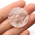 Translucent white crystal pendant 30mm round stone with natural cloud inclusions - 30MM / White Crystal
