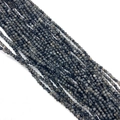 Strand of natural dark grey labradorite stone round beads with flash effect for DIY jewelry - Larvikite