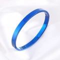 Bracelet ovale minimaliste en acier inoxydable poli avec placage bleu électrique - Style Large / Bleu
