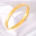 Bracelet jonc minimaliste en acier inoxydable plaqué or 18k avec finition polie miroir - Style Large / Or