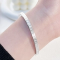 Silver titanium steel bracelet featuring vintage Greek key patterns worn on the wrist - Silver