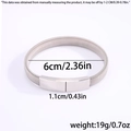 Detail view of steel spring bracelet with dimensions 6cm diameter and 1.1cm width - Silver