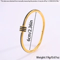 Detailed view of gold titanium steel bangle showing 6cm diameter and 19g weight specs - Gold Black Zirconia Slider