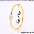 Titanium steel gold bangle featuring a crystal-encrusted waist design and 6cm diameter - Gold with White Stones