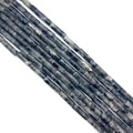 Grey and black mottled natural stone cylinder beads for DIY jewelry necklace crafts - Black Goldstone (28)