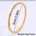 Detail view of 18k gold plated steel beaded bangle with size 6cm and 18g weight info - Gold Scratched Cylinder Water Drop Style
