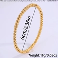 Detailed size chart showing the 6cm diameter and 18g weight of the gold beaded bangle - Gold Scratched Water Drop Style