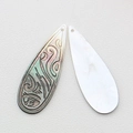 Engraved abalone shell teardrop pendants with iridescent texture for DIY jewelry making - Water Drop (054)