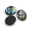 Oval abalone shell cabochons with iridescent aurora glow for DIY jewelry making - Oval / Small