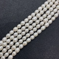 Natural oval freshwater rice pearls in creamy white for DIY jewelry necklace making - 6-7mm Style (4860583272220) / Off White