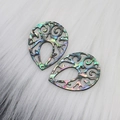 Exquisite teardrop-shaped natural abalone shell pendants with hollow rainbow patterns - 020 Teardrop 25x33mm