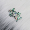 Iridescent abalone shell sea turtle pendant with intricate spiral hollow design - 021 Turtle Shape 19x21mm