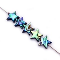 Five iridescent abalone shell star-shaped beads for DIY jewelry making and necklaces - Star / 12mm