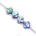 Natural abalone shell clover shaped beads with iridescent rainbow metallic luster - Four-Petal Flower / 10mm