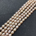 Natural high-luster champagne pink rice-shaped freshwater pearl strands for DIY jewelry - 3-4mm / Pink