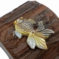 Natuurlijke parelmoer goudvis hanger handgesneden schelpbedeltje voor sieraden - 21x30mm / Zwarte Schelp