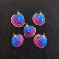 Pendentifs en coquillage dégradé bleu-violet avec bordure dorée pour création de bijoux - Dégradé Bleu Violet (5)