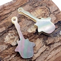 Natürliche Gitarrenanhänger aus Muschel mit Perlmuttglanz für DIY Halsketten - 11x24mm / Schwarze Muschel