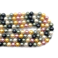 Multi-colored faux shell pearls for jewelry making, high luster glass beads in wave pattern - 10mm / Size 5