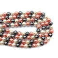 Round glass shell pearl beads in grey, champagne, and coral pink for jewelry making - 10mm / Number 2