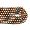 Filo di perle finte tonde nei colori bronzo, oro champagne e verde oliva lucido - Taglia 13