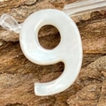 Natural white shell bead in number 9 shape with pearlescent finish for DIY jewelry - Number 9 / 6x10mm, 1g