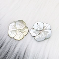 Black sea shell flower carved pendant with iridescent luster and pre-drilled hole - Flower