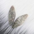 Engraved olive shell pendant with rainbow sheen finish for DIY jewelry accessories - Rhombus/Olive Shape