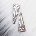 Natural black shell teardrop pendant with geometric engravings and metal border - Trapezoid/Long Triangle