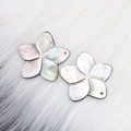 Iridescent natural shell flower charms with precise side drill for DIY jewelry making - Cherry Blossom