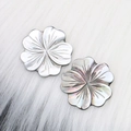 Iridescent white mop shell flower pendant accessory with natural mother of pearl luster - Peach Blossom/Flower