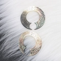 Carved teardrop black shell pendant with iridescent luster for DIY jewelry - Circular Ring Shape