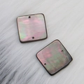 Square iridescent mother of pearl shell charms with double holes for DIY jewelry - Square