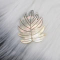 Natural white mother of pearl shell pendant with carved leaf vein texture and hole - Yellow Shell Leaf