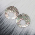 Tribal style carved natural shell pendants with iridescent finish for DIY jewelry - Circular Shape