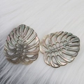 Natural black shell monstera leaf pendant charms with iridescent luster for DIY jewelry - Leaf Shape