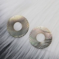 Iridescent natural shell round geometric pendant with spiral texture for DIY jewelry - Round Ring