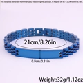 Detail of blue stainless steel link bracelet with 21cm length and 0.8cm width specs - 5-Bead Watch Strap Style / 21cm * 8mm / Blue