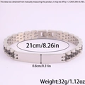 Detailed dimensions of stainless steel ID bracelet with length and width measurements - 21cm * 8mm / Silver-Black 5-Bead