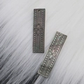 Rectangular black shell pendant with engraved heart patterns and metal frame DIY charms - Rectangle