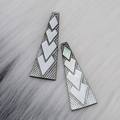 Triangle drop pendant with carved mother of pearl inlay for DIY jewelry making - Trapezoid/Long Triangle