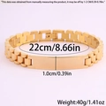 Bracelet à maillons en acier inoxydable doré avec plaque plate et circonférence de 22cm - 1.0cmx22cm / Or