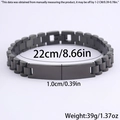 Bracelet noir en acier inoxydable style montre avec plaque, longueur 22 cm et largeur 1 cm - 1.0cmx22cm / Noir