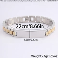 Pulsera de acero inoxidable bicolor oro y plata estilo correa de reloj para unisex - 1.2cmx22cm / Oro y Plata