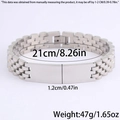 Detailed view of silver stainless steel watch strap bracelet with 1.2cm width dimensions - 5-Bead Watch Strap Style / 21cm * 12mm / Silver