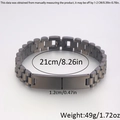 Detailed view of black stainless steel watch band bracelet with dimensions and parameters - Triple Bead Chain / 21cm * 12mm / Black
