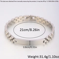 Polished silver stainless steel link bracelet with flat rectangular ID plate and 21cm length - 21cm * 8mm / Silver Trinity Ball Style