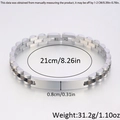 Silver stainless steel watch link bracelet showing 21cm length and 0.8cm width specs - 21cm * 8mm / Silver-Black 3-Bead