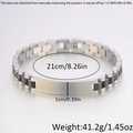 Detail view of titanium steel watchband bracelet with dimensions 21cm length and 1cm width - Three-Bead Watch Band / 21cm * 10mm / Two-tone Black